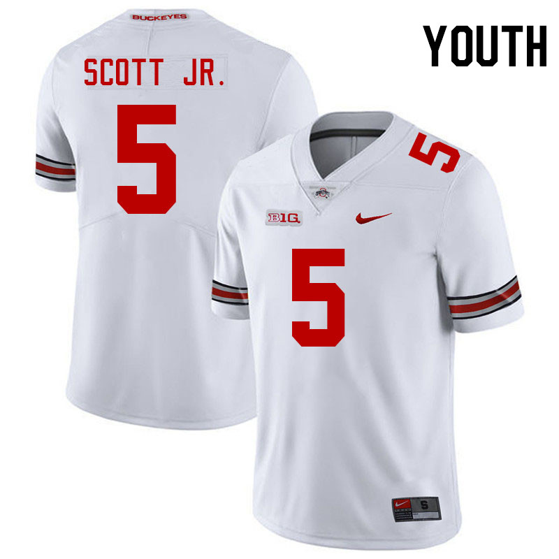 Ohio State Buckeyes Aaron Scott Jr. Youth #5 Authentic White College Football Jersey 2404PMVZ8